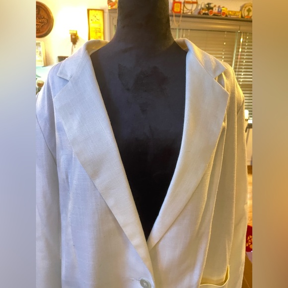 Dumas Vintage Women's Blazer White with One Button From 80's Of 90's Size L - Picture 3 of 9